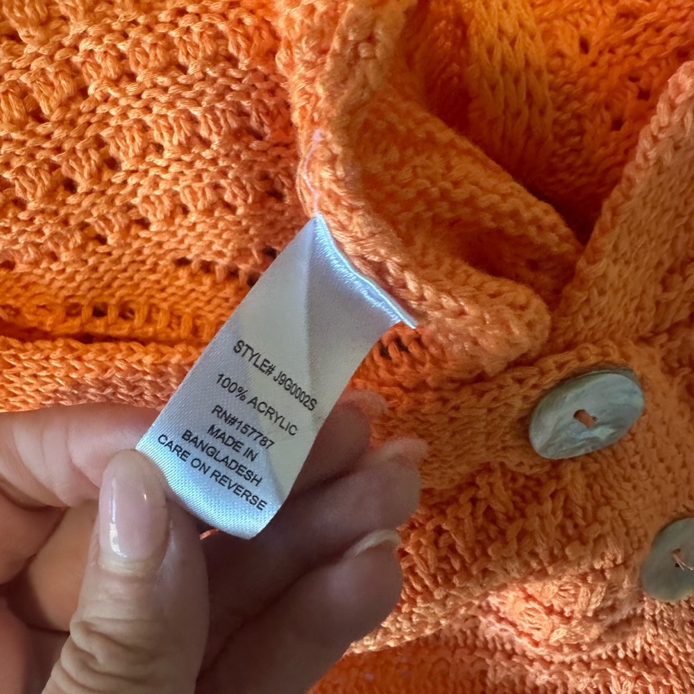 Orange Crochet Button-Up Crop Top and Shorts Set - Picture 5 of 5